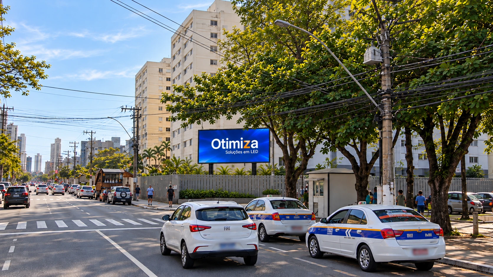 Painel de LED da Otimiza na Avenida Santa Leopoldina, em frente à praça principal de Coqueiral de Itaparica